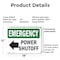 Signmission Power Shutoff (Left Arrow) With Symbol, 18 in W x Rectangle, Plastic OS-2PACK-EM-P-1218-L-10408 - alternate 2